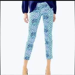 NWOT Lilly Pulitzer Kelly Skinny Ankle Pant Pineapple Print Size 0